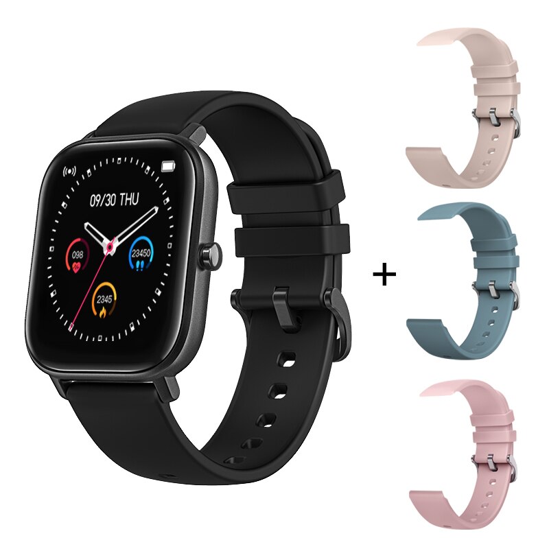 Smart Watch P8 1.4 pollici uomo Full Touch Fitness Tracker pressione sanguigna Smart Clock donna GTS Smartwatch per Xiaomi iOS Phone: Black with 3 strap 1