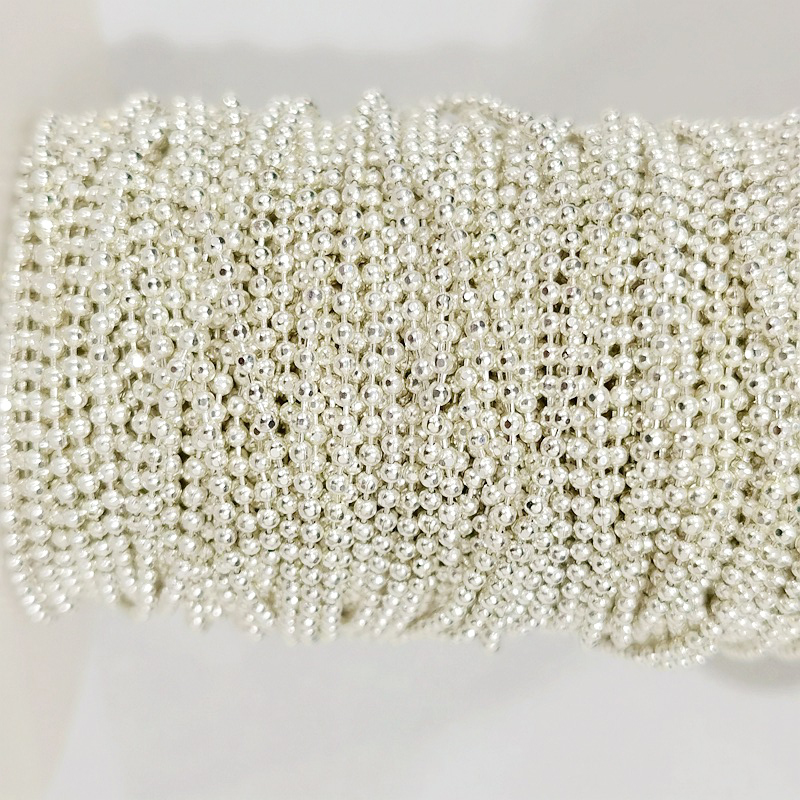 2meters 1-1.5mm Beaded Ball Chains for DIY Bracelet Necklace Jewelry Making Copper Cable Link Chain Components: Silver / 1mm