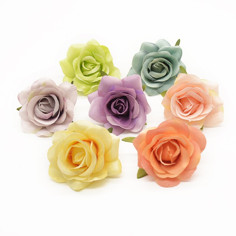 6pcs 7cm Artificial rose heads for Home decoration accessories Flower arrangement Diy Headwear Indoor furnishings Wedding brooch