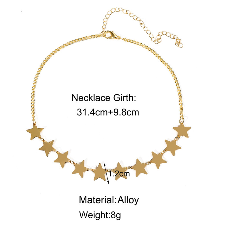 17KM Simple Plain Star Choker Necklace for Women Gold Sliver Chain Necklaces Collares Statement Jewelry