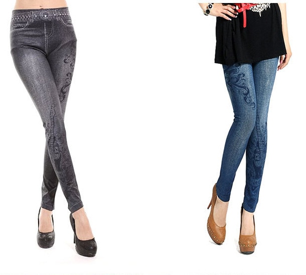 Laihat tytöt pakarat hoikka ohuet pienet jalat housut stretch lumihiutale jäljitelmä denim polyesteri e spandex naisten leggingsit