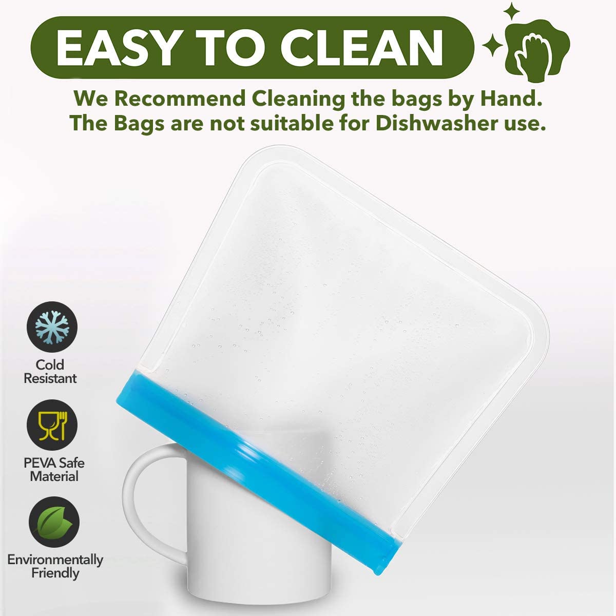 12pcs Reusable Food Storage Bags Flat Freezer Bags Gallon Leakproof Sandwich Grade Snack Bags Lunch Bag for Meat Fruit Veggies