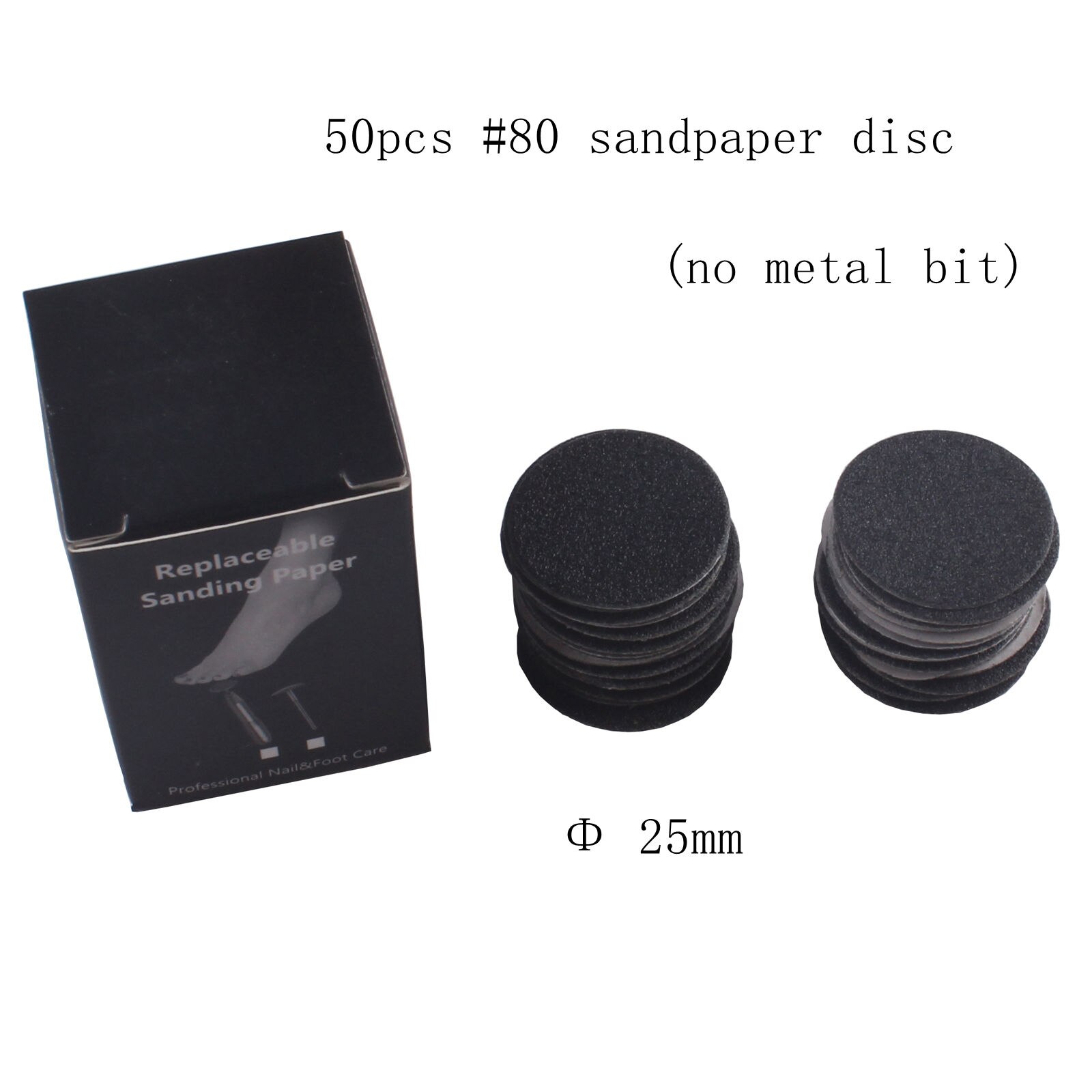 Disco de papel de lija de 25mm con broca de Metal, broca de disco de lijado de pedicura de vástago 3/32 para removedor de callos de piel muerta, Lima eléctrica de pie: 50pcs Grit 80