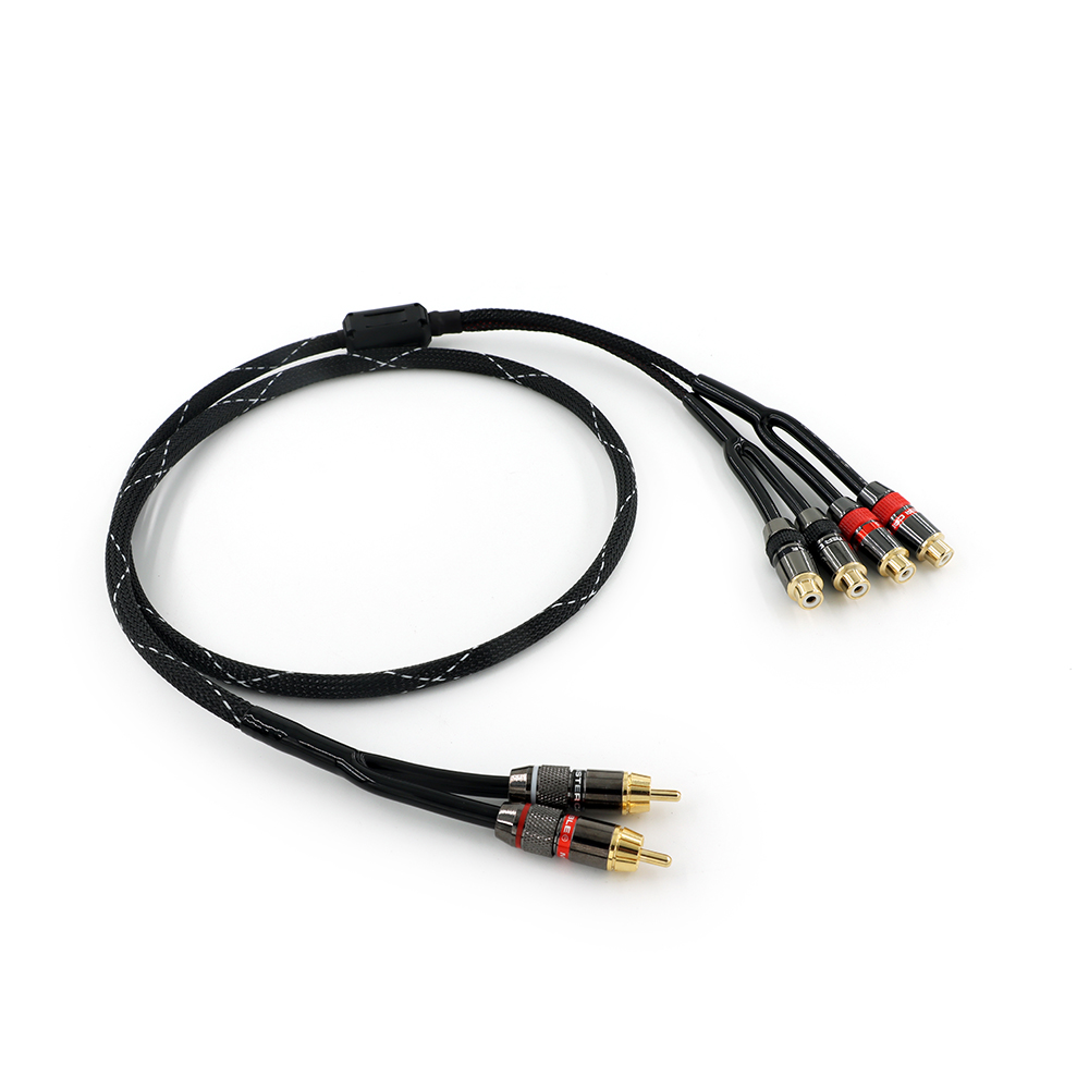 Rca Plug Splitter Stereo Audio Video Kabel 2 Mannelijke Naar 4 Vrouwelijke Dual Speaker Y Adapter Verlengsnoer 1 Ingang 2 Uitgang