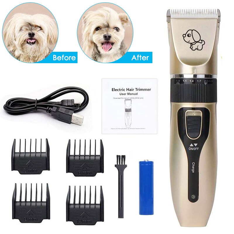 Huisdier Kat Hond Haar Trimmer Kit Dieren Haar Knippen Oplaadbare Elektrische Pet Grooming Clippers Machine Scheerapparaat Set