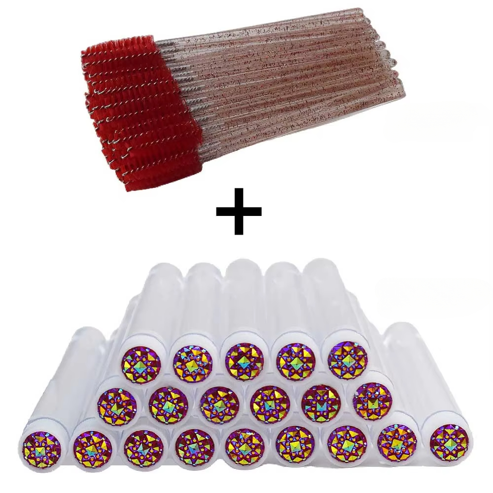 Tubes de brosse à cils avec baguettes de Mascara en cristal, peigne à sourcils, conteneur de bobines, applicateurs de brosse à cils, outils de maquillage, 50 pièces: Marine Bleu