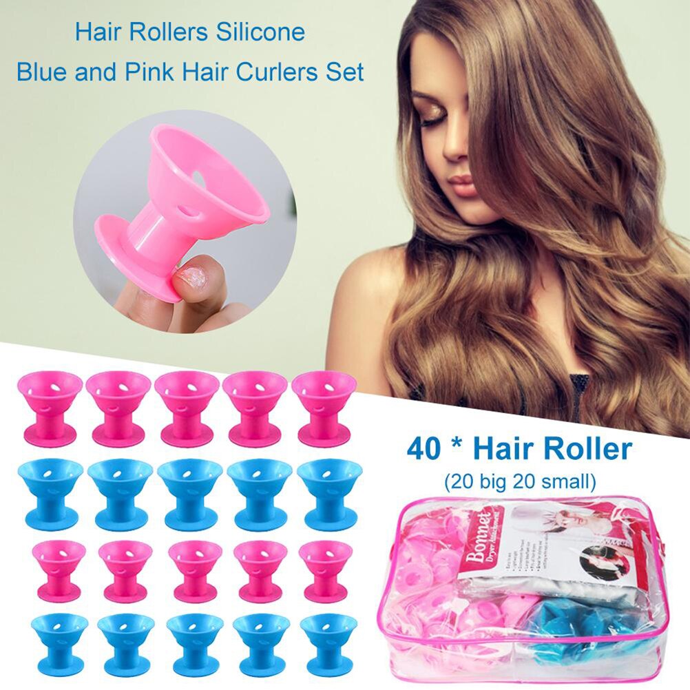 Rolos de cabelo de silicone rolos de cabelo conjunto de rolos de cabelo grande e pequeno ferramentas de estilo de cabelo