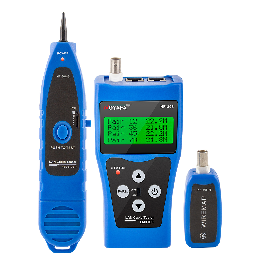 NOYAFA – localisateur de défauts de fil NF-308, testeur de câbles Lan, contrôle du câblage RJ45 RJ11 BNC, Test de suivi de câbles: NF-308-Blue