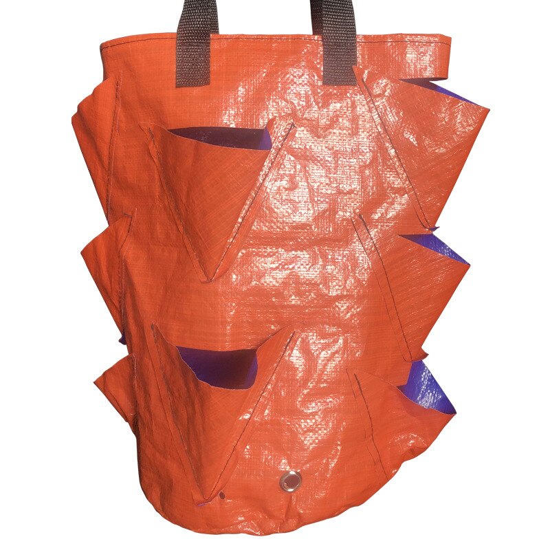 3 gallon plantevekstpose lufting stoffpotte med håndtak vertikal pose for jordbærurter og blomster gjenbrukbar pottepose: Oransje