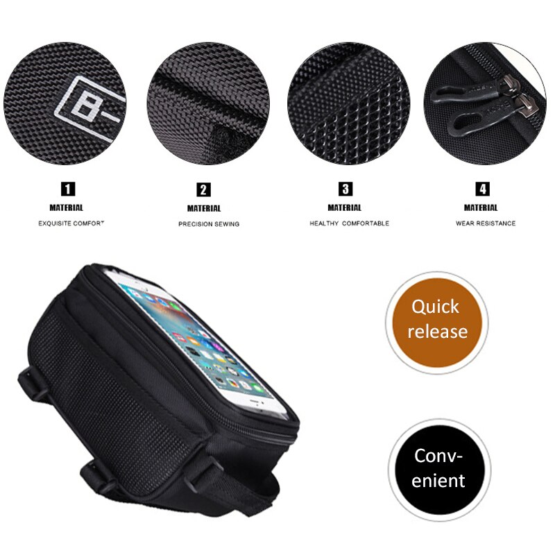 5.0/5.5 Inch Fietstas Waterdichte Touch Screen Fietsen Fiets Voor Frametas Tube Pouch Telefoon Opbergtas Fiets accessoires