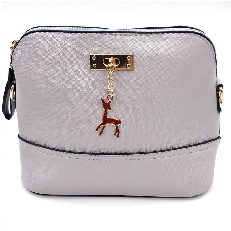 Women's Handbags Shell Bag Leather Women Messenger Bags Girls for Shoulder Bags Decorative Deer Branded Bag: Gray