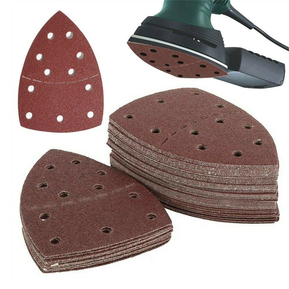 10pcs Selfadhesive Sandpaper Triangle Sanding Sheets 11 Holes Abrasive Tools 40-2000Grit For Bosch PSM 160A Metabo FMS200 Sander