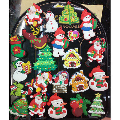 1pc Cute Christmas Refrigerator PVC Magnetic Cartoon Snowman Reindeer Fridge Magnets Santa Claus Tree