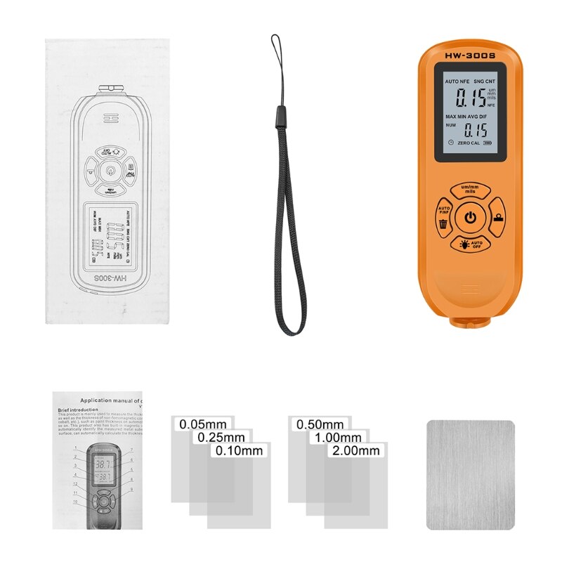 Digital Paint Thickness Gauge Paint Depth Meter w/ Calibration Sheet Coating Thickness Measurement Resolution 0.01mils