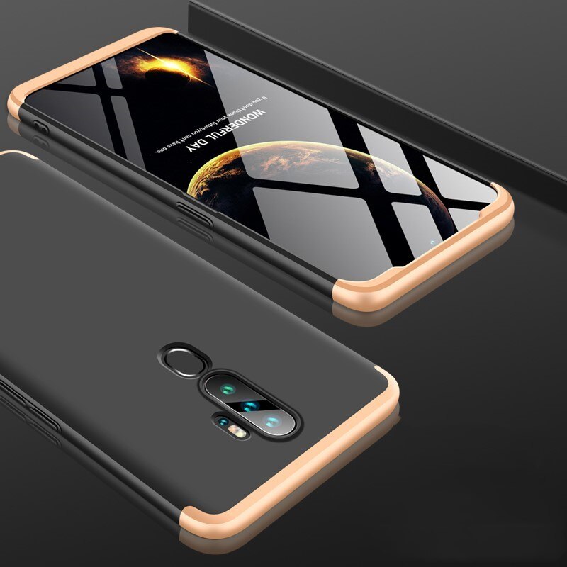 Voor Oppo A9 A5 Case Hard 3 in 1 Armor Matte Hybrid Beschermende Telefoon Cover Voor Oppo A11 a11X 360 Volledige Cover 6.5 inch: Oppo A11X / Gold and Black