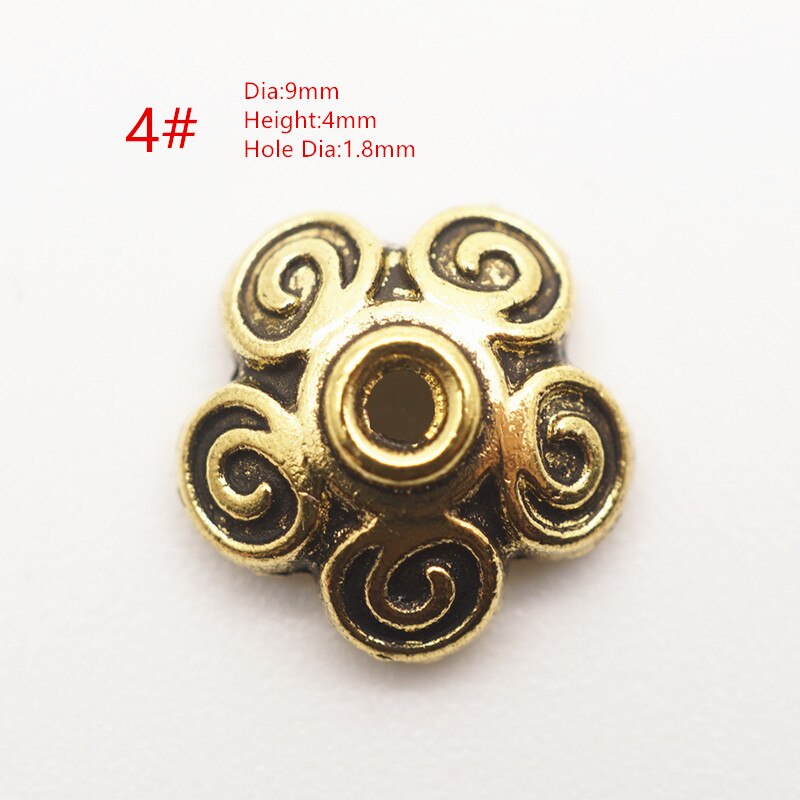 30 Uds de aleación de Zinc de cuenta tibetana tapas Fit de 6-10mm perlas de espaciador de estilo de Bali, perlas para joyería haciendo encontrar accesorios HK146: 30pcs Style 4