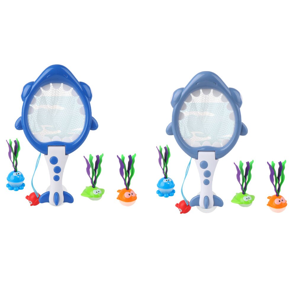 Bath Toys Shark Fishing Net with Floating Seaweed Fish Animals Beach Pool Water Game ABS Plastic Toys for Toddlers Babies