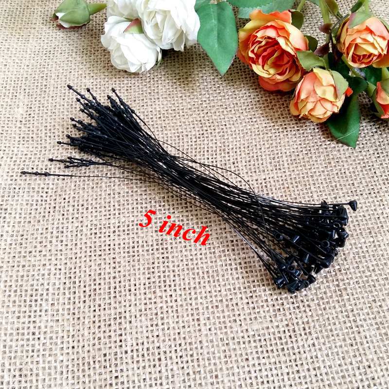 1000pcs/pack 3" 5" 7" black Garment Price Tag Barbs Security Loop snap Lock Plastic Tag Fastener Hang Ties: 5 inch