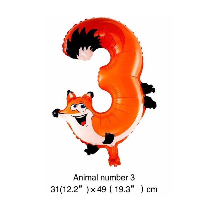 1Pcs 16 Inch Animal Number Foil Inflatable Balloons Kids Party Wedding Happy Birthday Decoration Air Balloon Children's: 3