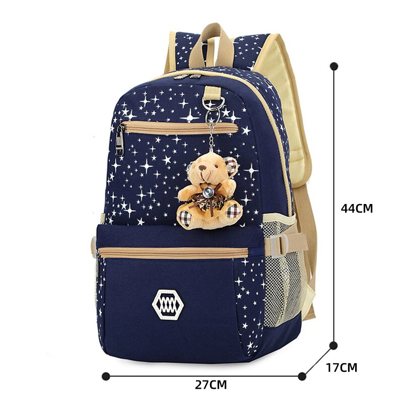 3 unids/set bolsas para la Escuela de las niñas adolescentes mujeres mochila Star Impresión de lona mochilas para niños mochila bolsa de viaje mochilas