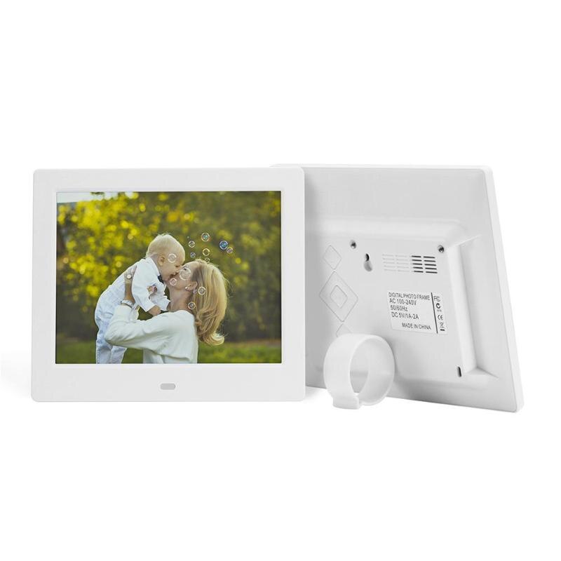 8 zoll Digitaler Foto Rahmen HD 1024x768 LED-anzeige Wiedergabe Elektronische Album Bild Film Spieler zeitliche Koordinierung Alarm Uhr förderung: Weiß / EU-Stecker