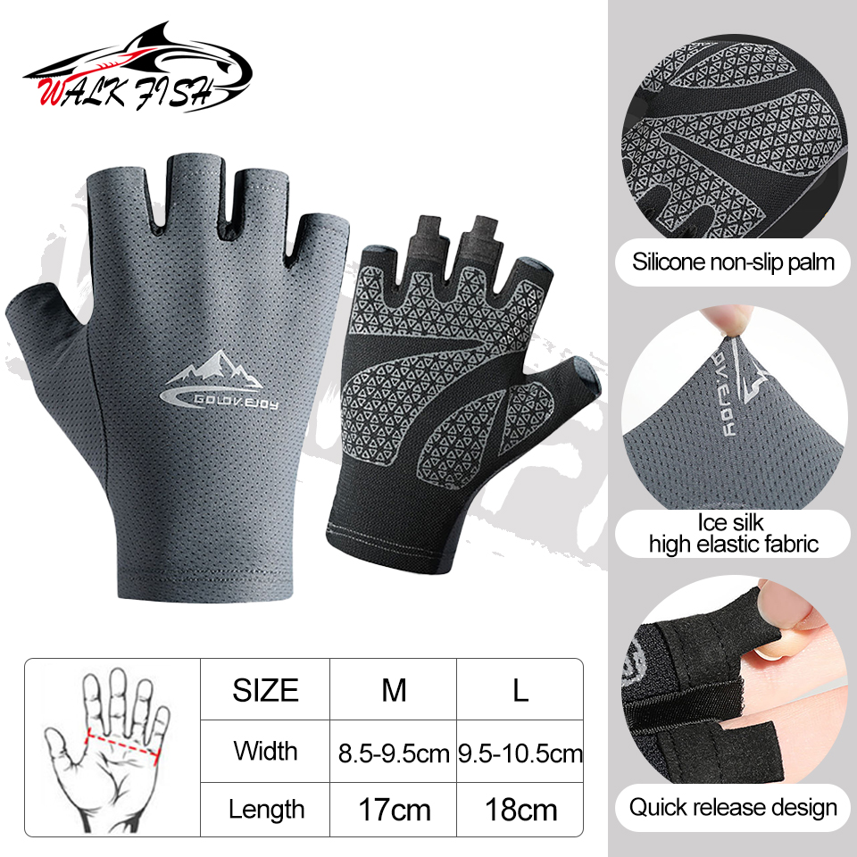 Guantes sin dedos para hombres y mujeres, protección solar UV, guantes de medio dedo para pesca, remo, vela, remo, senderismo, guantes deportivos: L / Champán