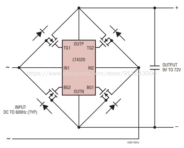 Ponte raddrizzatore a diodi ideale LT4320 IPT012N08N5