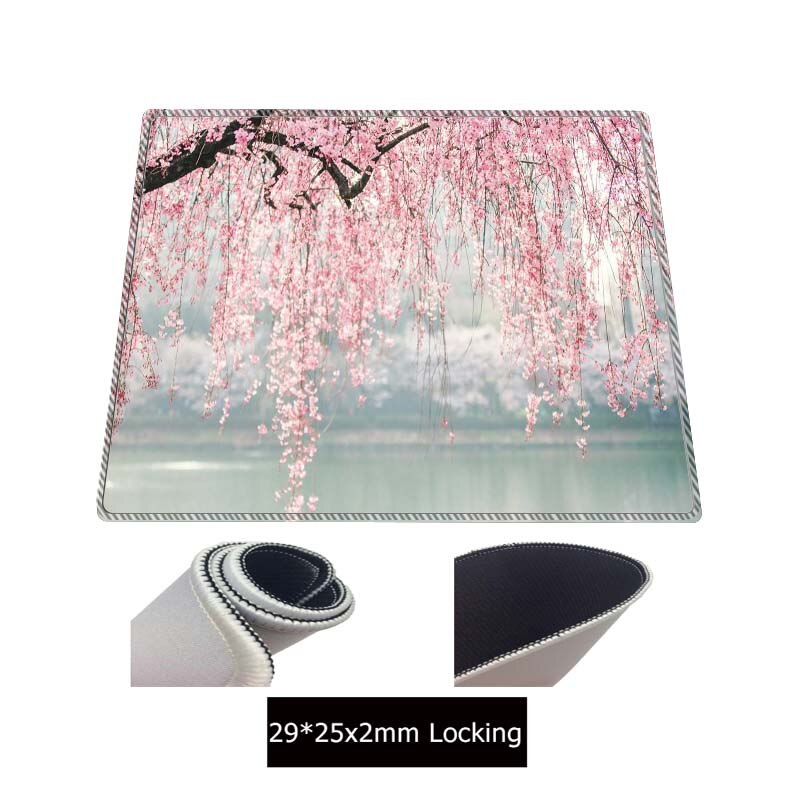 MRGBEST Japan Cherry Blossom Tree Flowers photo Mouse Pad Gamer Big Mouse-pad Led Backlight and common pink mice mat: NO LED 250X290X2MM