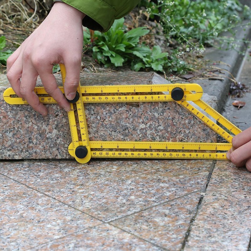 Template Tool Angle Ruler Measuring Protractor Activity Four-fold Ruler With Metric Inch Scale Multi-angle Ruler