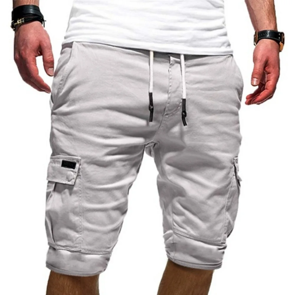 1 pc calças casuais esportes verão shorts masculinos macacão multi-bolso calças de praia ropa para hombre curto masculino curto