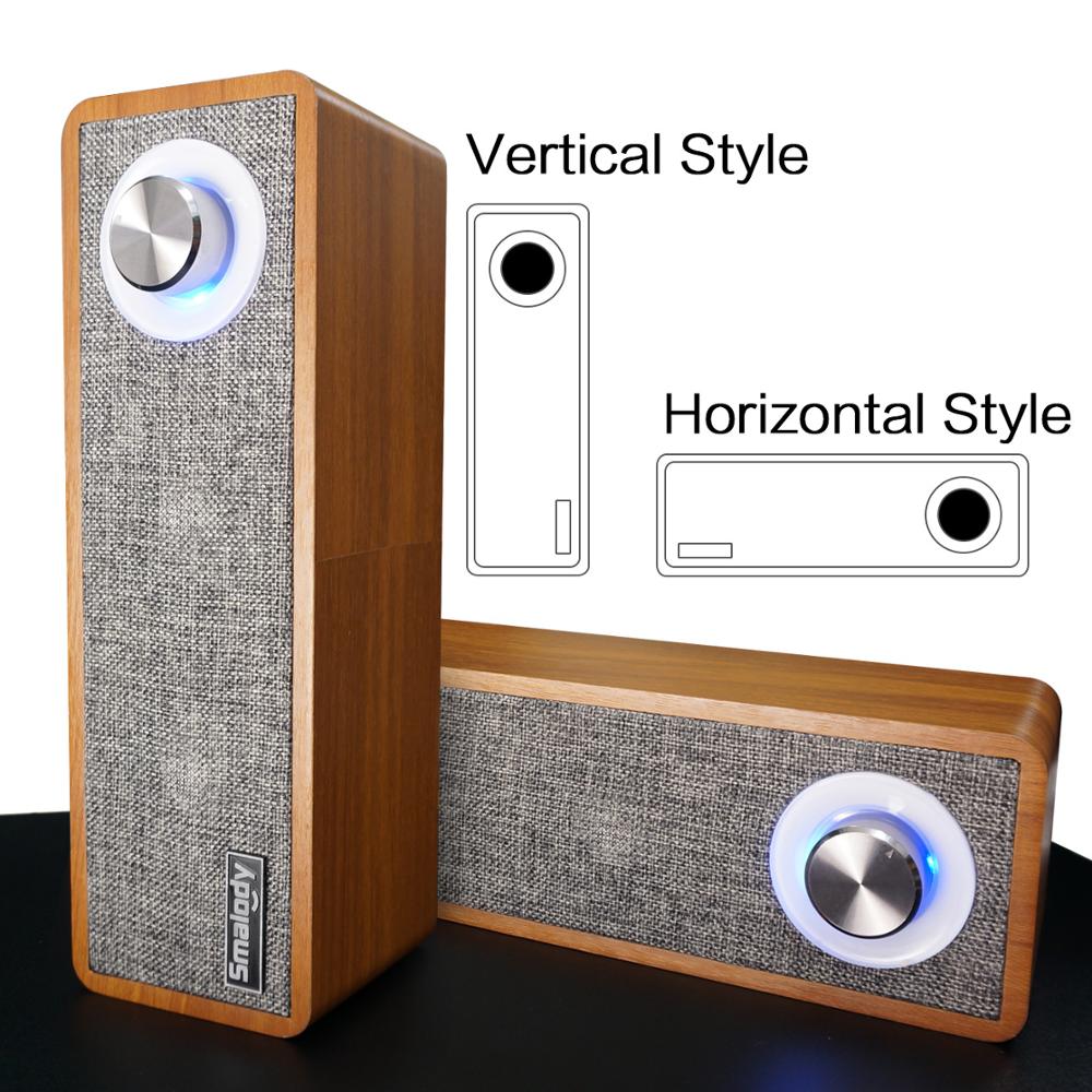 STONEGO Handmade Oak Wood Portable Bluetooth Speaker, Bluetooth 4.2 Wireless Speakers with Multifunctional Knob LED Indicator