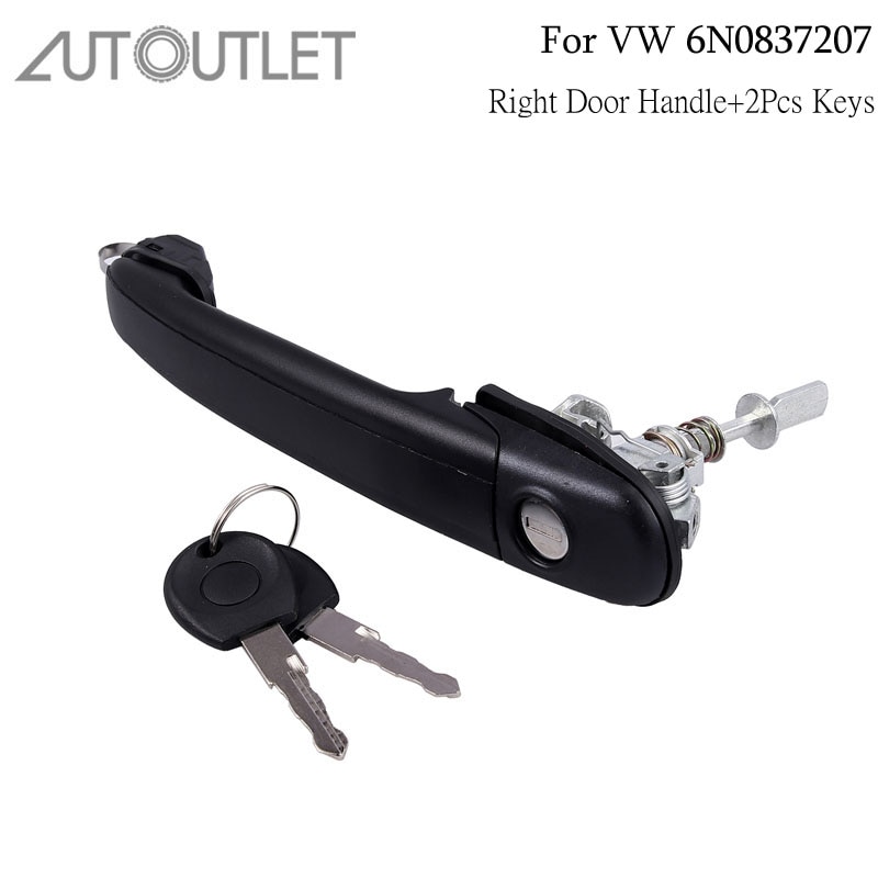 Manija de puerta delantera y derecha para coche, llave de bloqueo de puerta derecha para VW Polo 6N0837207D 6N0837207C 6N0837207, 2 unidades