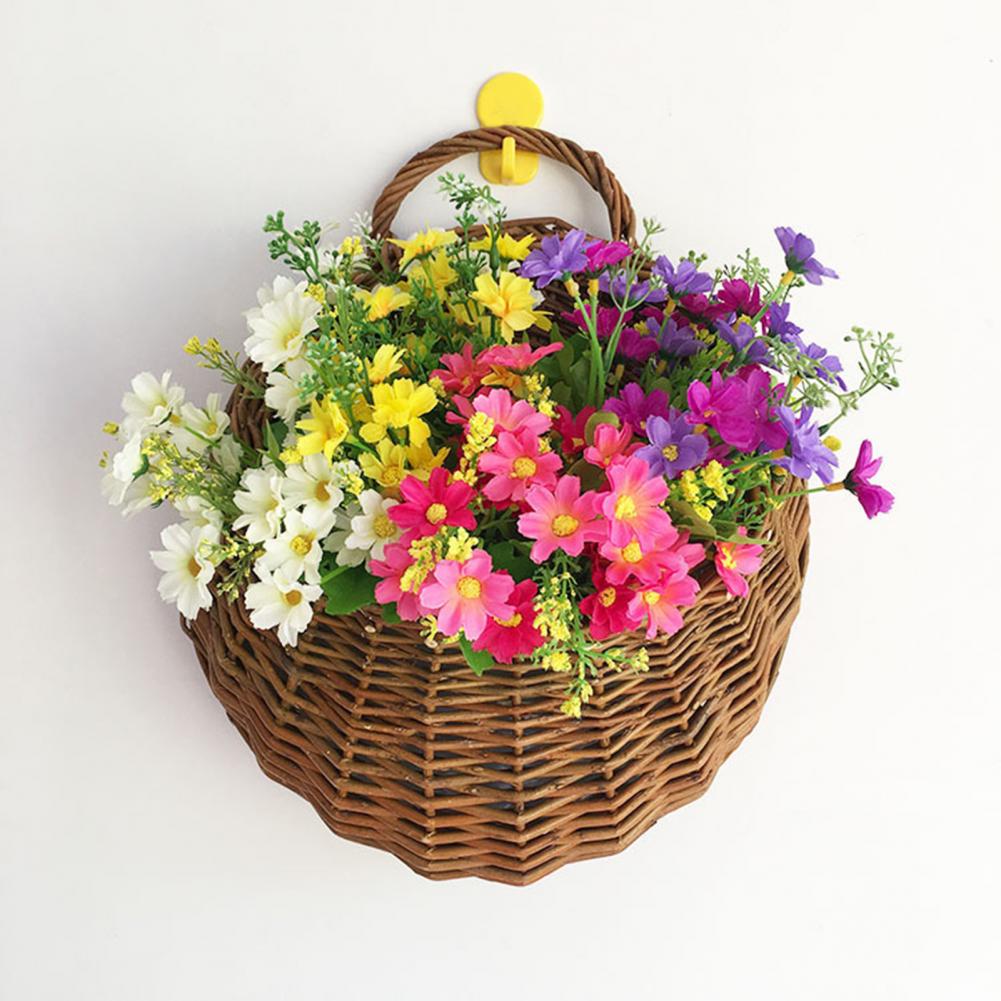 Plant Hanging Basket Pastoral Round Ornamental Multi-purpose Wicker Hanging Baskets Flower Baskets Gardening Supplies