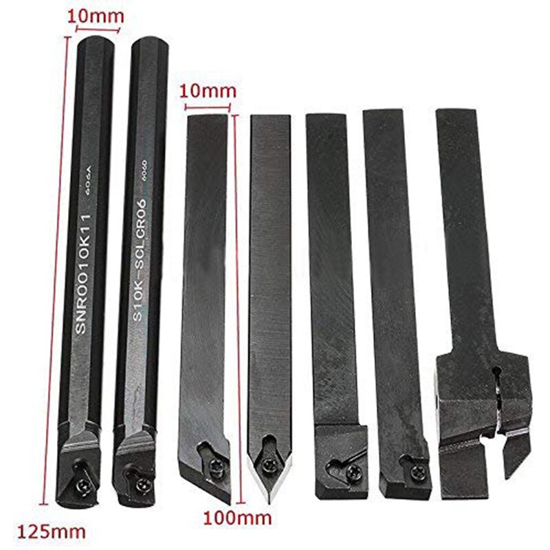 7Pcs Boring Bar Holder +7Pcs Carbide Insert Lathe Turning Tools + 7Pcs Wrenches for Semi-Finishing and Finishing
