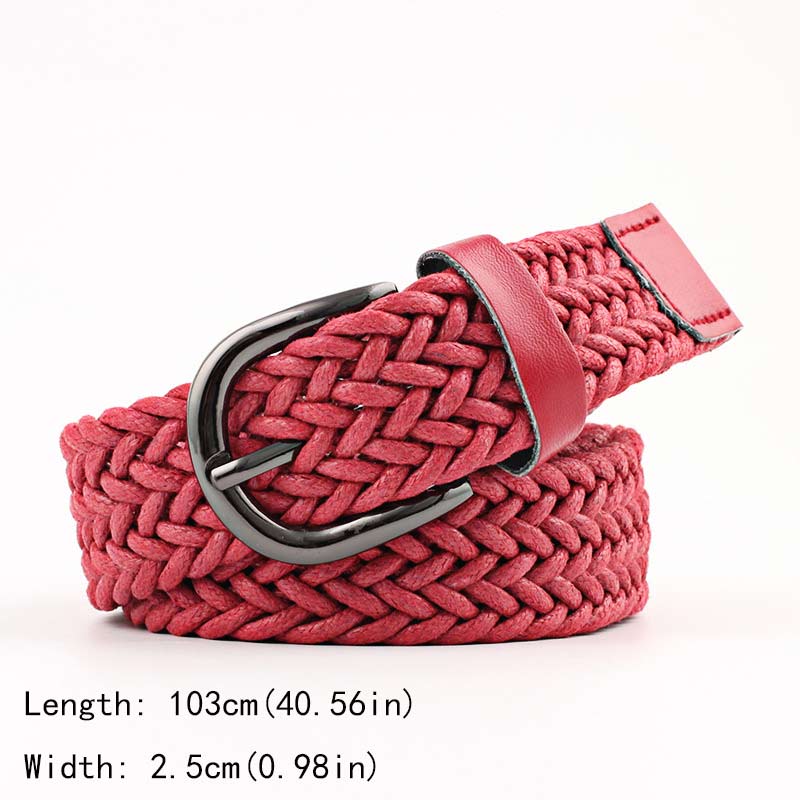 Unisex Casual Woven Belt Child Elastic Belts Men Canvas Elastic Belt Knitted Thin Waist Belts Jeans Alloy Pin Buckle Waistband: Pink