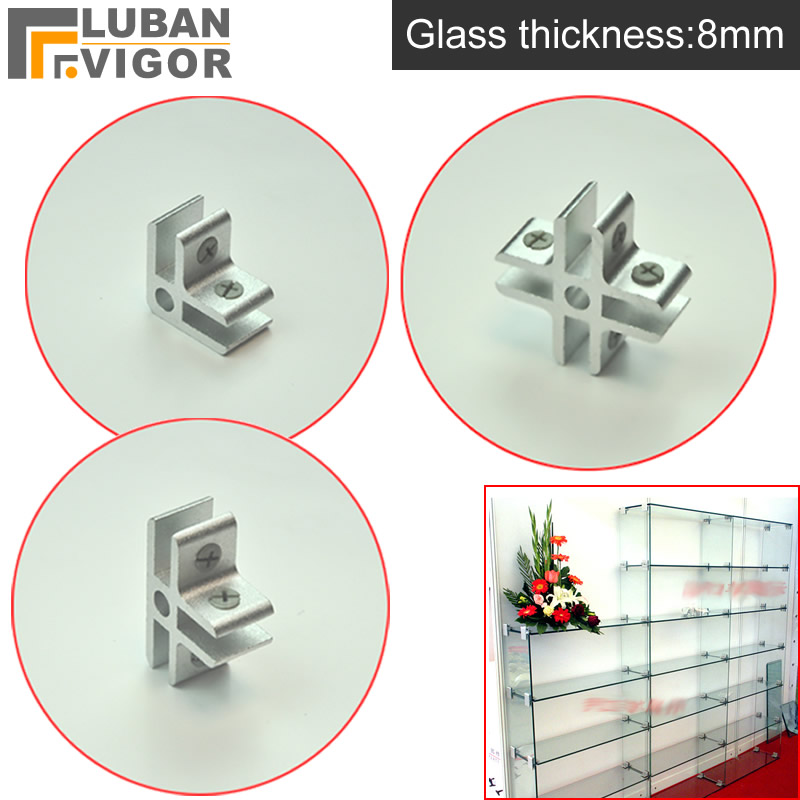 Glas/Acryl Showcase clips/connector, voor 8mm glas/Acryl, zonder boren, kunt U monteren vitrines zelf, Hardware