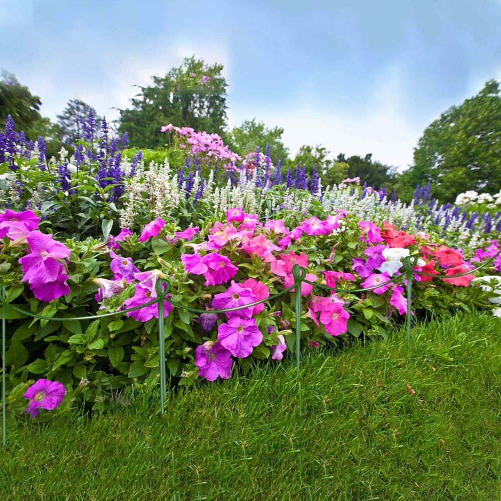 Garden Support Stake, 2-Pack Half Round Metal Garden Plant Supports, Garden Plant Support Ring, Border Support