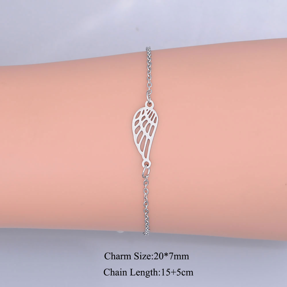 100% Edelstahl Dainty Engel Flügel Charm Armband Für Frauen OEM Schmuck Auftrag Akzeptiert Schmuck Armbänder