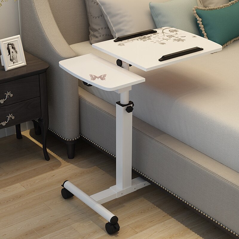 Foldable Computer Table for Bed Portable Rotate Laptop Desk Table Can be Lifted Standing Desk Home Furniture: White flower