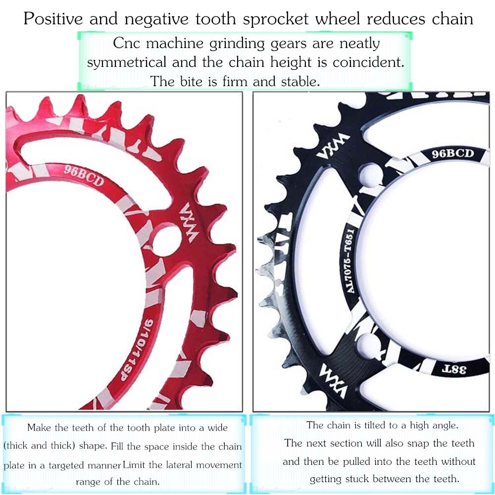Vxm ronde 96 bcd kettingblad mtb fiets 32t 34t 36t 38t crankstel tandplaat onderdelen voor shimano  m4000 onderdeel van de haomeng tandplaat