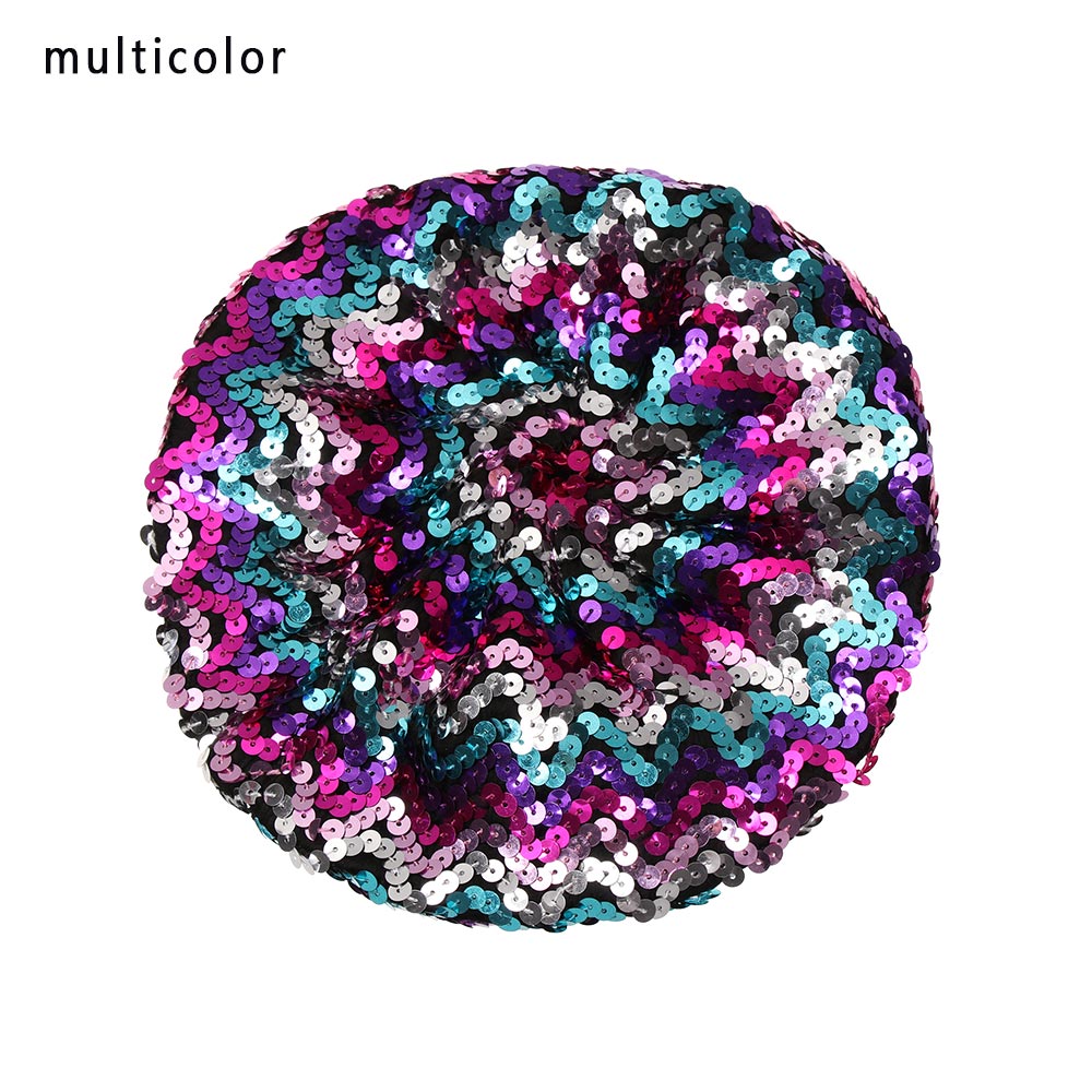 Kvinder pailletter hat skinnende kostume jazz glitter dans baret rund kasket dame tilbehør hue baret hat britisk stil: Flerfarvet