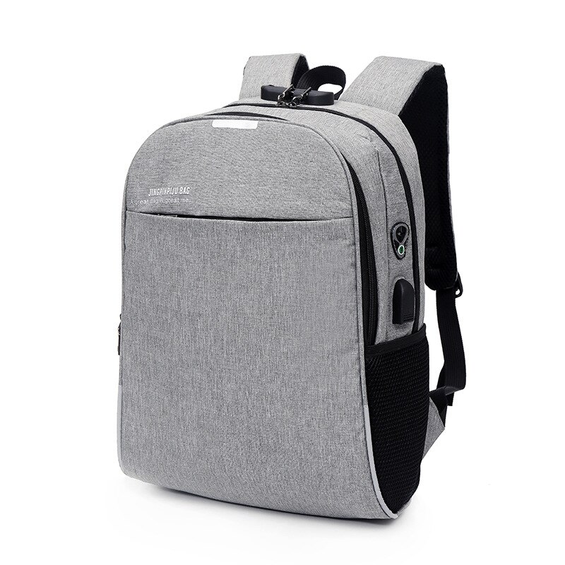 Usb unisex rygsæk bogtasker til skole rygsæk afslappet rygsæk daypack oxford lærred laptop mand rygsække: Grå
