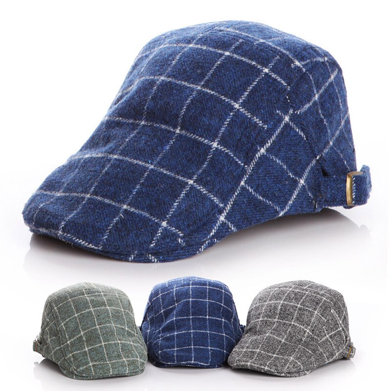 Woolen Baby Hat Winter Plaid Kids Cap Classic Baby Boy Hat Accessories Beret Hats for Babies