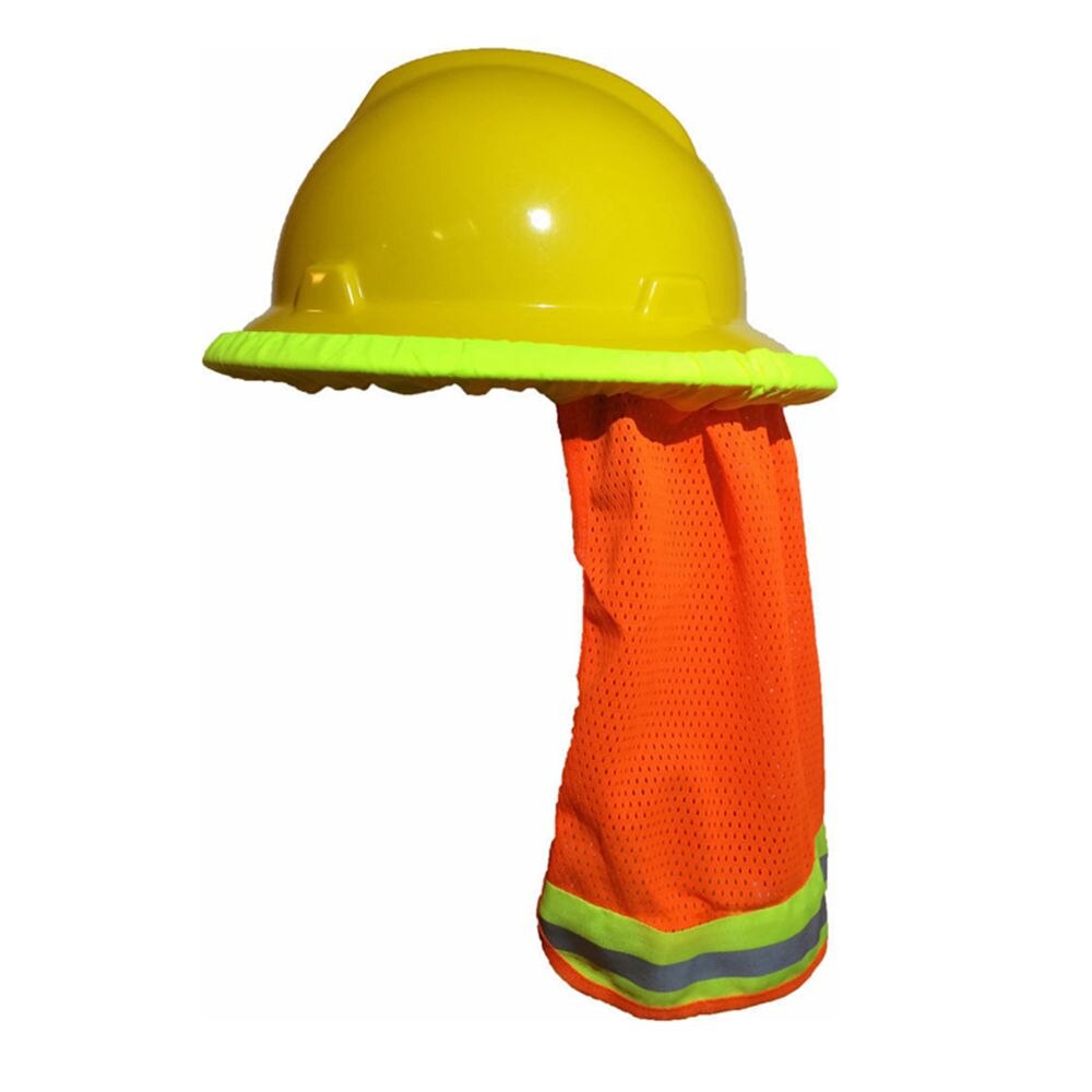 Sombrilla de seguridad para verano, casco de protección para el cuello, rayas reflectantes, útil, malla reflectante, cubierta para trabajadores de la construcción: orange