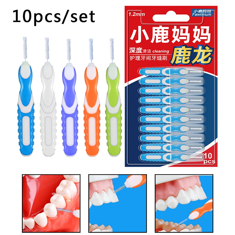10pcs Interdental Brush Cleaning Dental Brushes Floss Pick Push-pull Toothpick For Adults Clean Between Teeth Cleaning Brushes