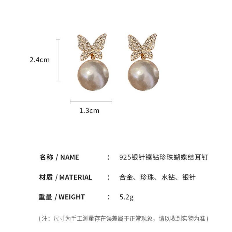 Imitatie Parel Oorbellen voor Vrouwen Strass Vlinder Holle Hart Kwastje Oorbellen Bruid Meisje Party Engagement Sieraden Cadeau