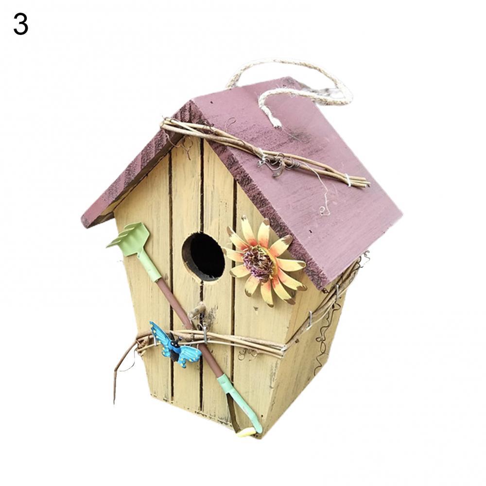 Bird House Birdcage Painting Outdoor Garden Yard Hanging Cottage Feeder Nest Crafts Birdhouse Pet Products Bird Accessories: WHITE