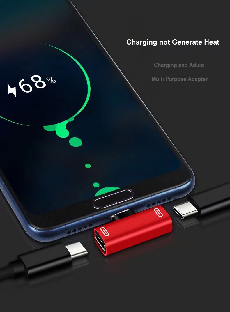 Dubbele functie TYPE-C NAAR 3,5 mm audio- en oplaadadapter, hoofdtelefoonaansluiting converter Aux-adapter hoofdtelefoonconverterkabel