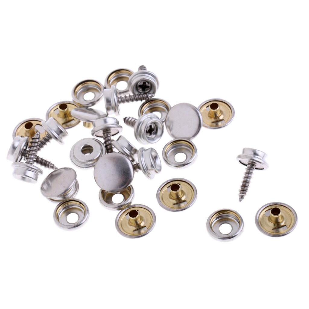 10 Set Fastener Screw Snaps, Marine Grade 3/8" Socket with Stainless Steel 5/8" Screw Press Snaps for Boat Canvas, Cover