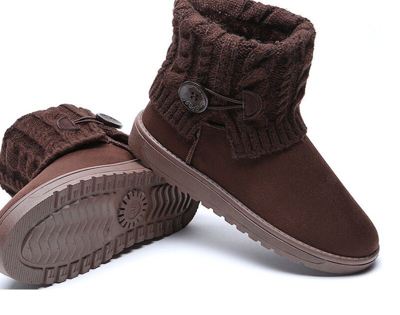 Winter Große Mädchen Schnee Stiefel Frau Wilden Gestrickte nackt Stiefel freundlicher Dicke Warme Schüler Anti-Schleudern große Größe Mädchen schnee Stiefel: kaffee / 9